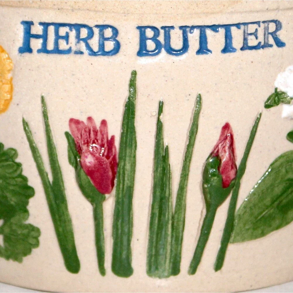 Herb Butter pot crock container Monika Calhoun Herbs in Clay collection 1992